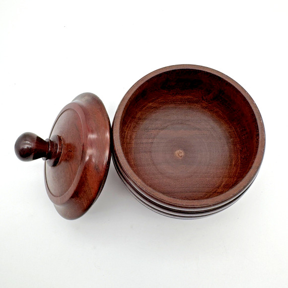 Vintage Turned Wood Trinket Box Tobacco Treen Pot Tea Decorative - Picture 2 of 8